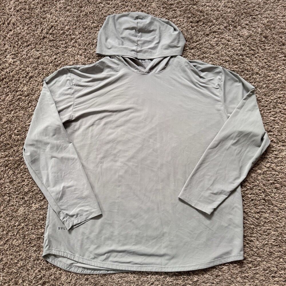 BYLT Premium Basics Hooded Shirt Mens XXL Gray Long Sleeve Performance Tech